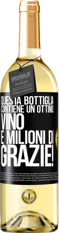 29,95 € Spedizione Gratuita | Vino bianco Edizione WHITE Questa bottiglia contiene un ottimo vino e milioni di GRAZIE! Etichetta Nera. Etichetta personalizzabile Vino giovane Raccogliere 2024 Verdejo