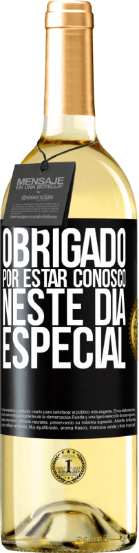 29,95 € Envio grátis | Vinho branco Edição WHITE Obrigado por estar conosco neste dia especial Etiqueta Preta. Etiqueta personalizável Vinho jovem Colheita 2024 Verdejo