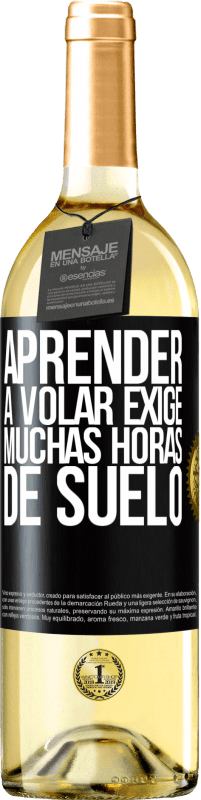 29,95 € Envío gratis | Vino Blanco Edición WHITE Aprender a volar exige muchas horas de suelo Etiqueta Negra. Etiqueta personalizable Vino joven Cosecha 2024 Verdejo