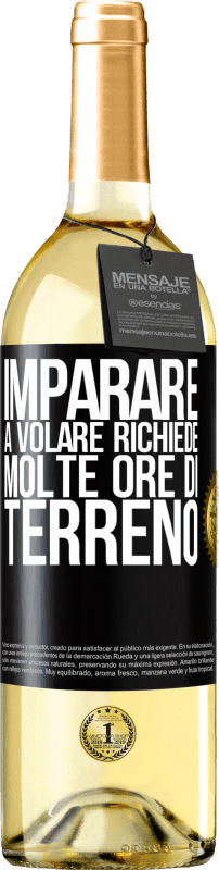 29,95 € Spedizione Gratuita | Vino bianco Edizione WHITE Imparare a volare richiede molte ore di terreno Etichetta Nera. Etichetta personalizzabile Vino giovane Raccogliere 2024 Verdejo