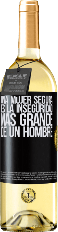 29,95 € Envío gratis | Vino Blanco Edición WHITE Una mujer segura es la inseguridad más grande de un hombre Etiqueta Negra. Etiqueta personalizable Vino joven Cosecha 2024 Verdejo