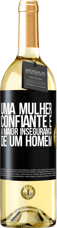 29,95 € Envio grátis | Vinho branco Edição WHITE Uma mulher confiante é a maior insegurança de um homem Etiqueta Preta. Etiqueta personalizável Vinho jovem Colheita 2024 Verdejo