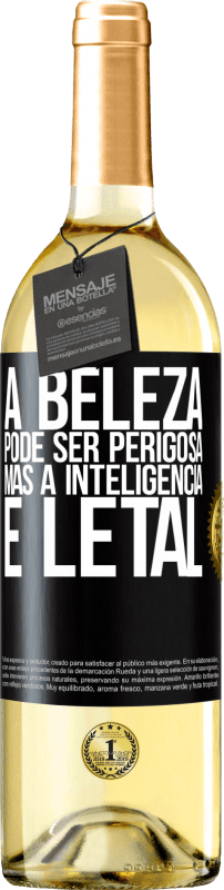 29,95 € Envio grátis | Vinho branco Edição WHITE A beleza pode ser perigosa, mas a inteligência é letal Etiqueta Preta. Etiqueta personalizável Vinho jovem Colheita 2024 Verdejo