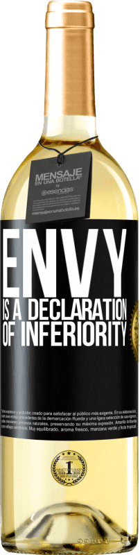29,95 € Бесплатная доставка | Белое вино Издание WHITE Зависть - это декларация неполноценности Черная метка. Настраиваемая этикетка Молодое вино Урожай 2023 Verdejo