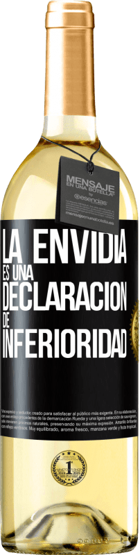 29,95 € Envío gratis | Vino Blanco Edición WHITE La envidia es una declaración de inferioridad Etiqueta Negra. Etiqueta personalizable Vino joven Cosecha 2024 Verdejo