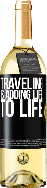29,95 € 送料無料 | 白ワイン WHITEエディション 旅行は人生に命を吹き込む ブラックラベル. カスタマイズ可能なラベル 若いワイン 収穫 2023 Verdejo