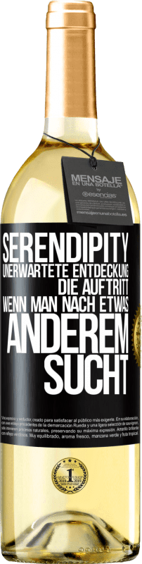 29,95 € Kostenloser Versand | Weißwein WHITE Ausgabe Serendipity: Unerwartete Entdeckung, die auftritt, wenn man nach etwas anderem sucht Schwarzes Etikett. Anpassbares Etikett Junger Wein Ernte 2024 Verdejo