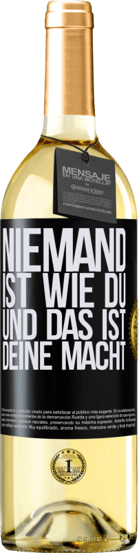 29,95 € Kostenloser Versand | Weißwein WHITE Ausgabe Niemand ist wie du, und das ist deine Macht Schwarzes Etikett. Anpassbares Etikett Junger Wein Ernte 2024 Verdejo