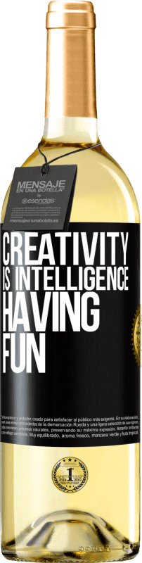 29,95 € Бесплатная доставка | Белое вино Издание WHITE Творчество интеллект весело Черная метка. Настраиваемая этикетка Молодое вино Урожай 2023 Verdejo