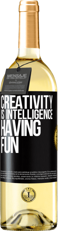 29,95 € Free Shipping | White Wine WHITE Edition Creativity is intelligence having fun Black Label. Customizable label Young wine Harvest 2024 Verdejo