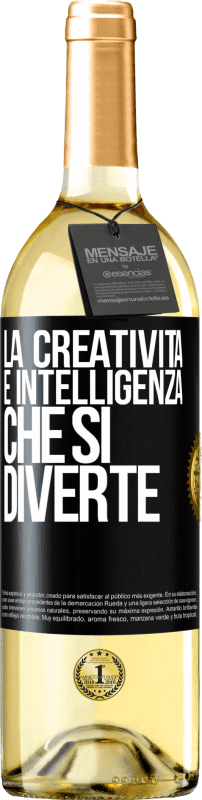 29,95 € Spedizione Gratuita | Vino bianco Edizione WHITE La creatività è intelligenza che si diverte Etichetta Nera. Etichetta personalizzabile Vino giovane Raccogliere 2023 Verdejo