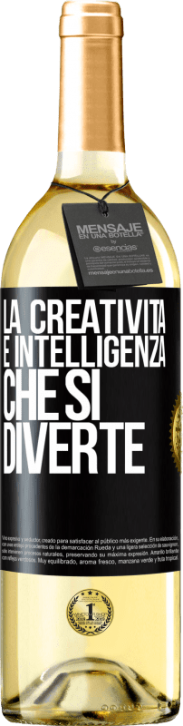 29,95 € Spedizione Gratuita | Vino bianco Edizione WHITE La creatività è intelligenza che si diverte Etichetta Nera. Etichetta personalizzabile Vino giovane Raccogliere 2024 Verdejo