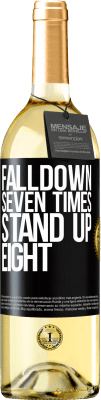 29,95 € Envio grátis | Vinho branco Edição WHITE Falldown seven times. Stand up eight Etiqueta Preta. Etiqueta personalizável Vinho jovem Colheita 2025 Verdejo