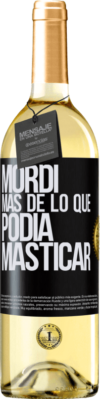 29,95 € Envío gratis | Vino Blanco Edición WHITE Mordí más de lo que podía masticar Etiqueta Negra. Etiqueta personalizable Vino joven Cosecha 2024 Verdejo