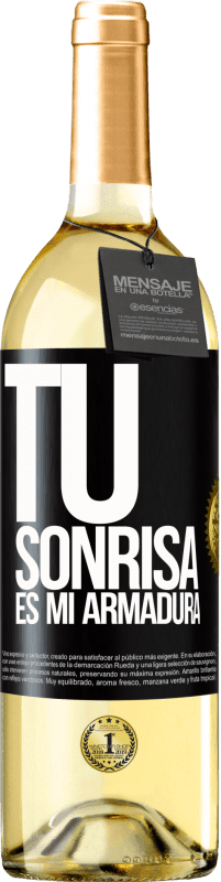 29,95 € Envío gratis | Vino Blanco Edición WHITE Tu sonrisa es mi armadura Etiqueta Negra. Etiqueta personalizable Vino joven Cosecha 2024 Verdejo