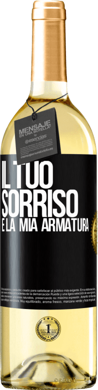 29,95 € Spedizione Gratuita | Vino bianco Edizione WHITE Il tuo sorriso è la mia armatura Etichetta Nera. Etichetta personalizzabile Vino giovane Raccogliere 2024 Verdejo