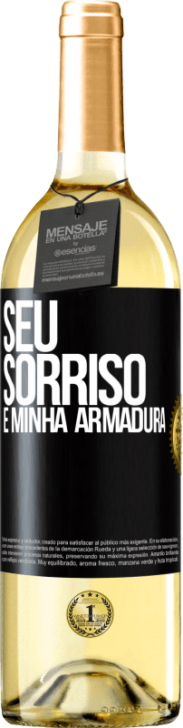 29,95 € Envio grátis | Vinho branco Edição WHITE Seu sorriso é minha armadura Etiqueta Preta. Etiqueta personalizável Vinho jovem Colheita 2024 Verdejo