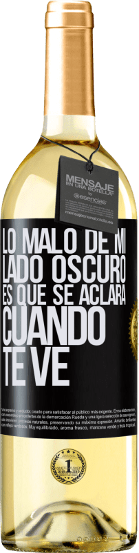 29,95 € Envío gratis | Vino Blanco Edición WHITE Lo malo de mi lado oscuro es que se aclara cuando te ve Etiqueta Negra. Etiqueta personalizable Vino joven Cosecha 2024 Verdejo