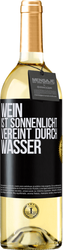 29,95 € Kostenloser Versand | Weißwein WHITE Ausgabe Wein ist Sonnenlicht, vereint durch Wasser Schwarzes Etikett. Anpassbares Etikett Junger Wein Ernte 2024 Verdejo