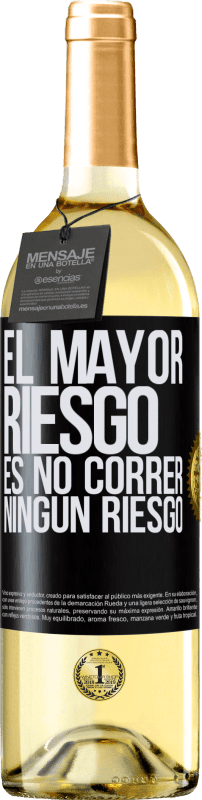 29,95 € Envío gratis | Vino Blanco Edición WHITE El mayor riesgo es no correr ningún riesgo Etiqueta Negra. Etiqueta personalizable Vino joven Cosecha 2024 Verdejo