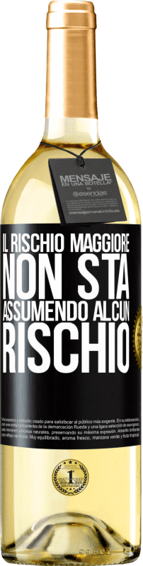 29,95 € Spedizione Gratuita | Vino bianco Edizione WHITE Il rischio maggiore non sta assumendo alcun rischio Etichetta Nera. Etichetta personalizzabile Vino giovane Raccogliere 2025 Verdejo