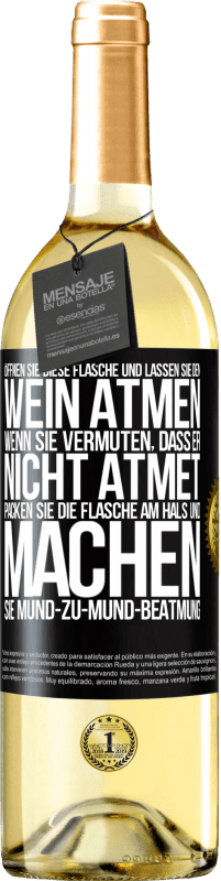 29,95 € Kostenloser Versand | Weißwein WHITE Ausgabe Öffnen Sie diese Flasche und lassen Sie den Wein atmen. Wenn Sie vermuten, dass er nicht atmet, packen Sie die Flasche am Hals u Schwarzes Etikett. Anpassbares Etikett Junger Wein Ernte 2024 Verdejo