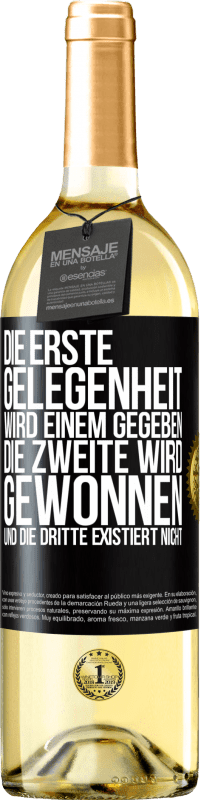 29,95 € Kostenloser Versand | Weißwein WHITE Ausgabe Die erste Gelegenheit wird einem gegeben, die Zweite wird gewonnen und die Dritte existiert nicht Schwarzes Etikett. Anpassbares Etikett Junger Wein Ernte 2024 Verdejo