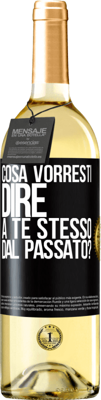 29,95 € Spedizione Gratuita | Vino bianco Edizione WHITE cosa vorresti dire a te stesso dal passato? Etichetta Nera. Etichetta personalizzabile Vino giovane Raccogliere 2024 Verdejo