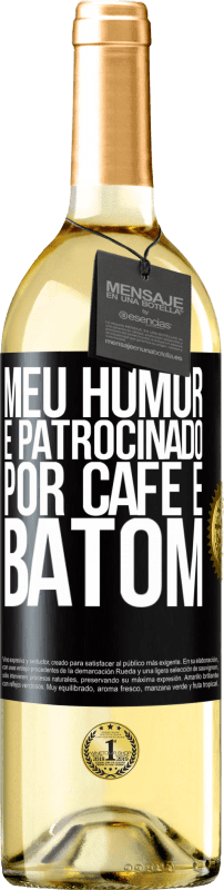 29,95 € Envio grátis | Vinho branco Edição WHITE Meu humor é patrocinado por café e batom Etiqueta Preta. Etiqueta personalizável Vinho jovem Colheita 2025 Verdejo