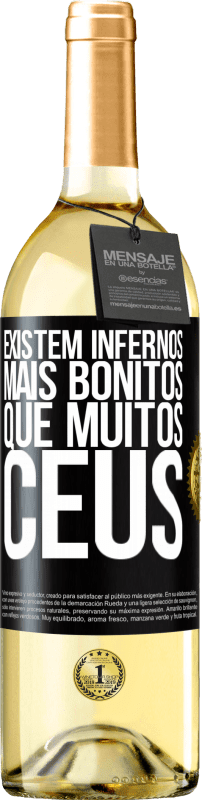 29,95 € Envio grátis | Vinho branco Edição WHITE Existem infernos mais bonitos que muitos céus Etiqueta Preta. Etiqueta personalizável Vinho jovem Colheita 2024 Verdejo