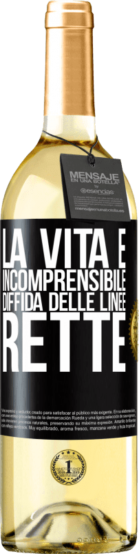 29,95 € Spedizione Gratuita | Vino bianco Edizione WHITE La vita è incomprensibile, diffida delle linee rette Etichetta Nera. Etichetta personalizzabile Vino giovane Raccogliere 2025 Verdejo