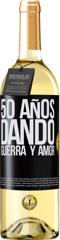 29,95 € Envío gratis | Vino Blanco Edición WHITE 50 años dando guerra y amor Etiqueta Negra. Etiqueta personalizable Vino joven Cosecha 2024 Verdejo