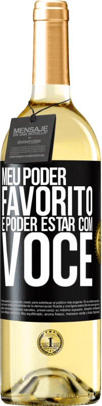 29,95 € Envio grátis | Vinho branco Edição WHITE Meu poder favorito é poder estar com você Etiqueta Preta. Etiqueta personalizável Vinho jovem Colheita 2024 Verdejo