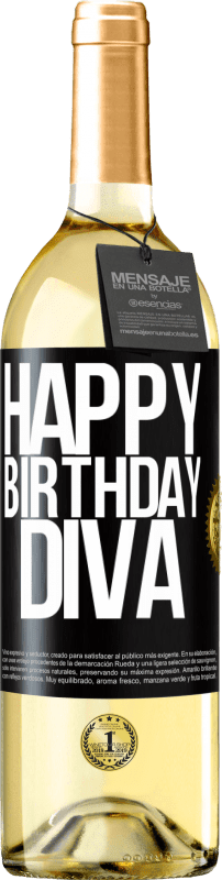 29,95 € Free Shipping | White Wine WHITE Edition Happy birthday Diva Black Label. Customizable label Young wine Harvest 2023 Verdejo