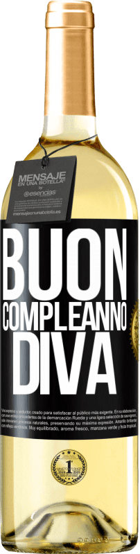 29,95 € Spedizione Gratuita | Vino bianco Edizione WHITE Buon compleanno Diva Etichetta Nera. Etichetta personalizzabile Vino giovane Raccogliere 2025 Verdejo