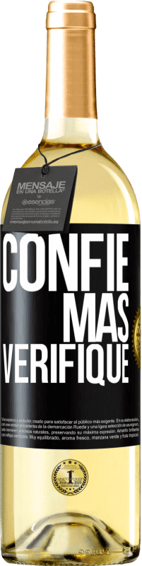 29,95 € Envio grátis | Vinho branco Edição WHITE Confie, mas verifique Etiqueta Preta. Etiqueta personalizável Vinho jovem Colheita 2024 Verdejo