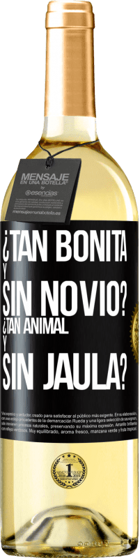 29,95 € Envío gratis | Vino Blanco Edición WHITE ¿Tan bonita y sin novio? ¿Tan animal y sin jaula? Etiqueta Negra. Etiqueta personalizable Vino joven Cosecha 2023 Verdejo