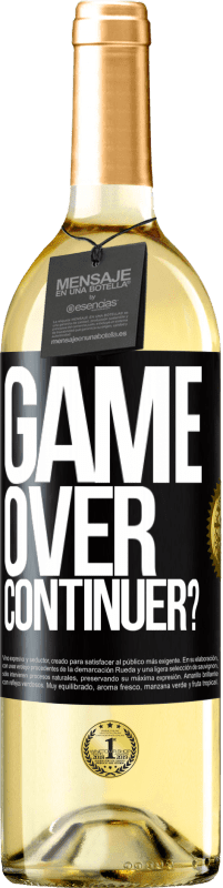 29,95 € Envoi gratuit | Vin blanc Édition WHITE GAME OVER. Continuer? Étiquette Noire. Étiquette personnalisable Vin jeune Récolte 2023 Verdejo