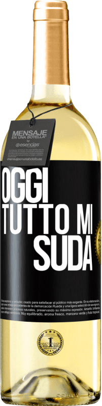 29,95 € Spedizione Gratuita | Vino bianco Edizione WHITE Oggi tutto mi suda Etichetta Nera. Etichetta personalizzabile Vino giovane Raccogliere 2023 Verdejo