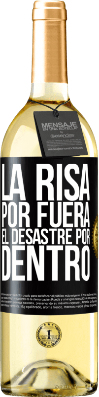 29,95 € Envío gratis | Vino Blanco Edición WHITE La risa por fuera, el desastre por dentro Etiqueta Negra. Etiqueta personalizable Vino joven Cosecha 2023 Verdejo