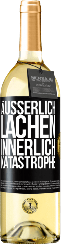 29,95 € Kostenloser Versand | Weißwein WHITE Ausgabe Äußerlich Lachen, innerlich Katastrophe Schwarzes Etikett. Anpassbares Etikett Junger Wein Ernte 2023 Verdejo