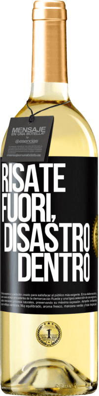 29,95 € Spedizione Gratuita | Vino bianco Edizione WHITE Risate fuori, disastro dentro Etichetta Nera. Etichetta personalizzabile Vino giovane Raccogliere 2023 Verdejo