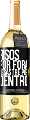 29,95 € Envio grátis | Vinho branco Edição WHITE Risos por fora, desastre por dentro Etiqueta Preta. Etiqueta personalizável Vinho jovem Colheita 2023 Verdejo