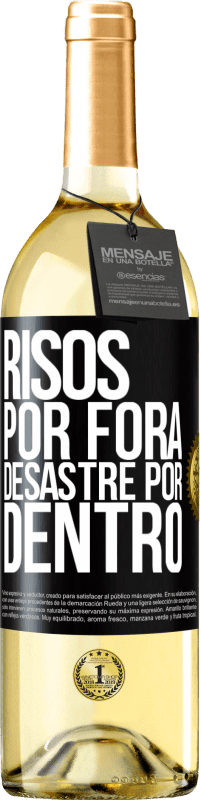 29,95 € Envio grátis | Vinho branco Edição WHITE Risos por fora, desastre por dentro Etiqueta Preta. Etiqueta personalizável Vinho jovem Colheita 2024 Verdejo