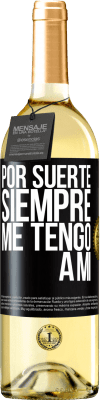 29,95 € Envío gratis | Vino Blanco Edición WHITE Por suerte siempre me tengo a mí Etiqueta Negra. Etiqueta personalizable Vino joven Cosecha 2025 Verdejo