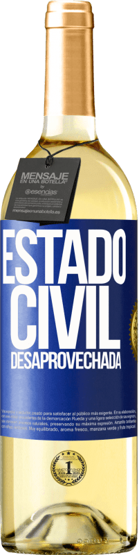 29,95 € Envío gratis | Vino Blanco Edición WHITE Estado civil: desaprovechada Etiqueta Azul. Etiqueta personalizable Vino joven Cosecha 2024 Verdejo