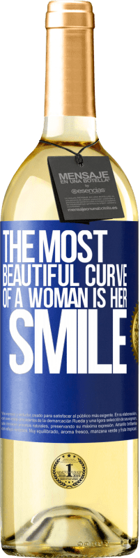 29,95 € Бесплатная доставка | Белое вино Издание WHITE Самая красивая кривая женщины - это ее улыбка Синяя метка. Настраиваемая этикетка Молодое вино Урожай 2023 Verdejo