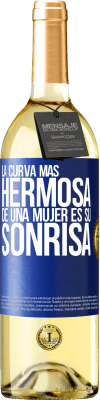 29,95 € Envío gratis | Vino Blanco Edición WHITE La curva más hermosa de una mujer es su sonrisa Etiqueta Azul. Etiqueta personalizable Vino joven Cosecha 2025 Verdejo