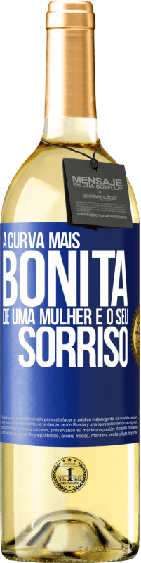 29,95 € Envio grátis | Vinho branco Edição WHITE A curva mais bonita de uma mulher é o seu sorriso Etiqueta Azul. Etiqueta personalizável Vinho jovem Colheita 2024 Verdejo