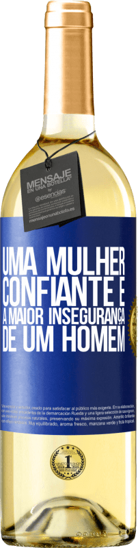 29,95 € Envio grátis | Vinho branco Edição WHITE Uma mulher confiante é a maior insegurança de um homem Etiqueta Azul. Etiqueta personalizável Vinho jovem Colheita 2024 Verdejo